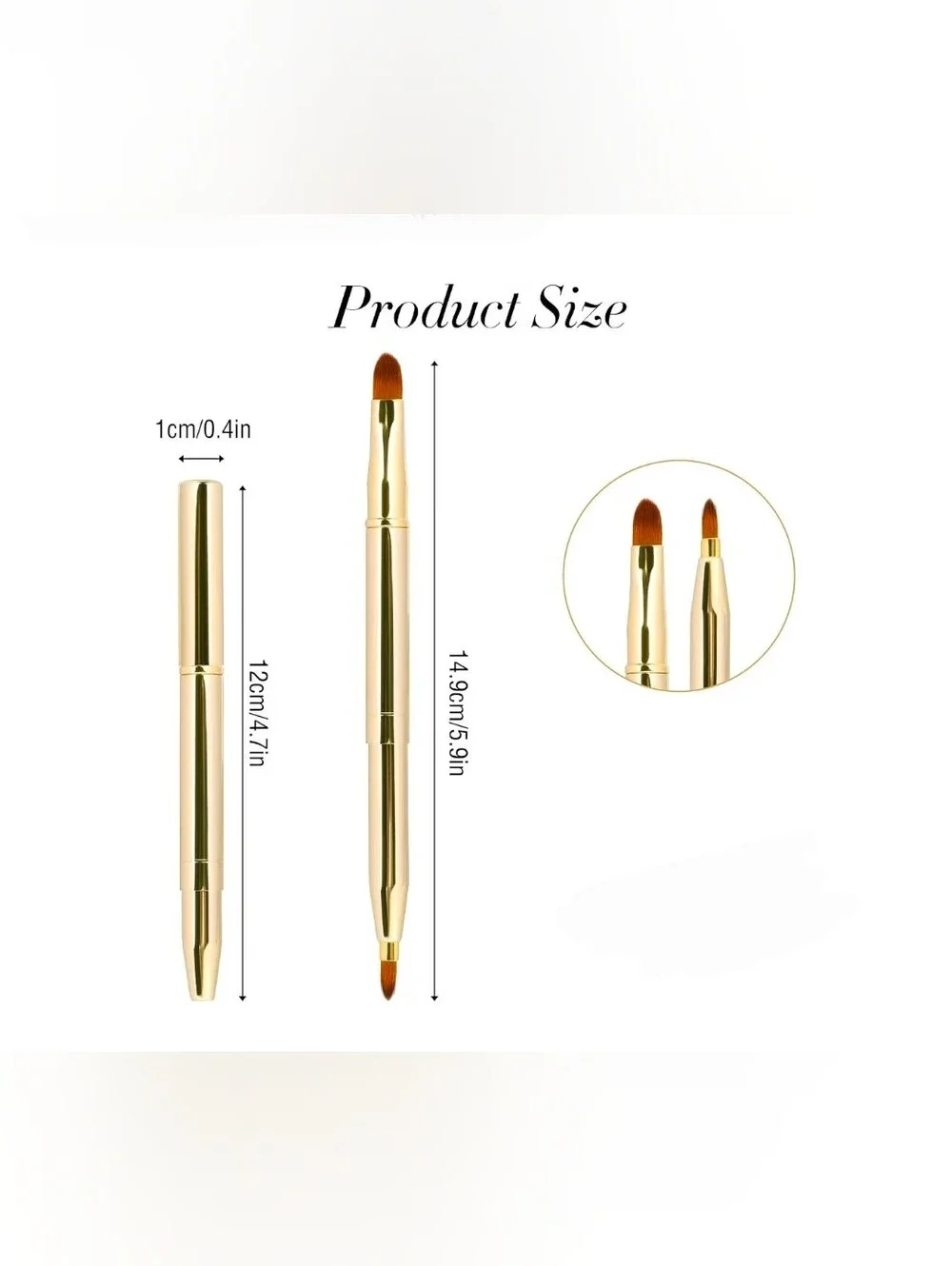 Gold Retractable Dual Sided Lip Brush- Pointed & Rounded Tips BNIB